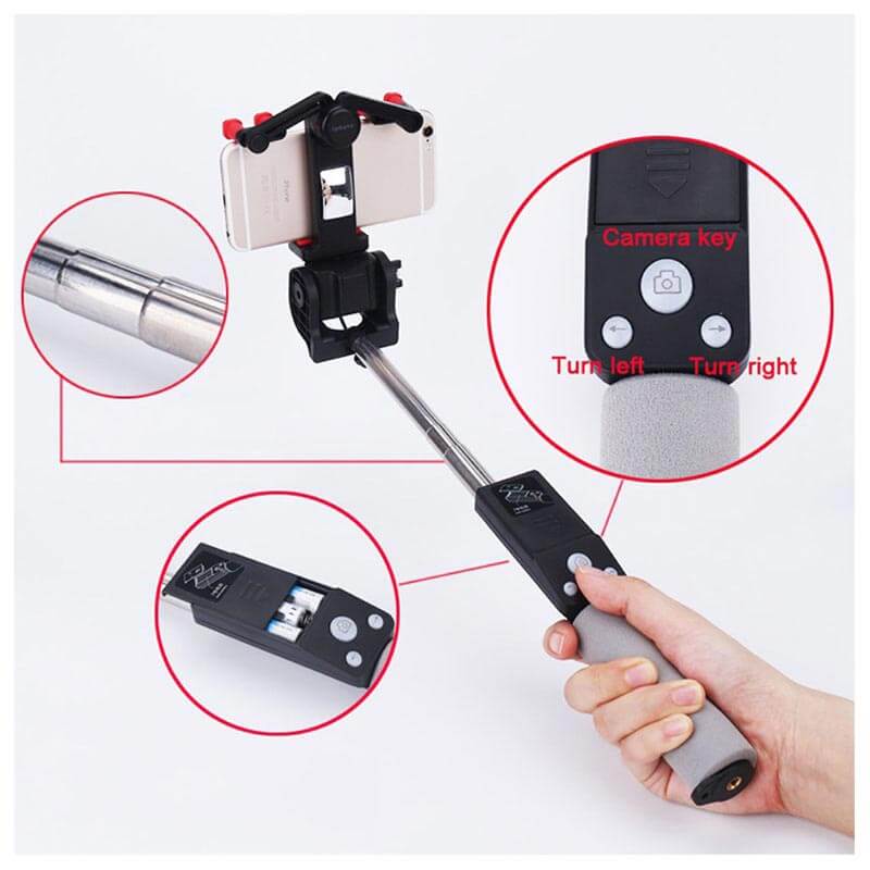 Erweiterbarer Bluetooth Selfie Stick mit Fernbedienung, perfekt für Handy-Fotografie.
