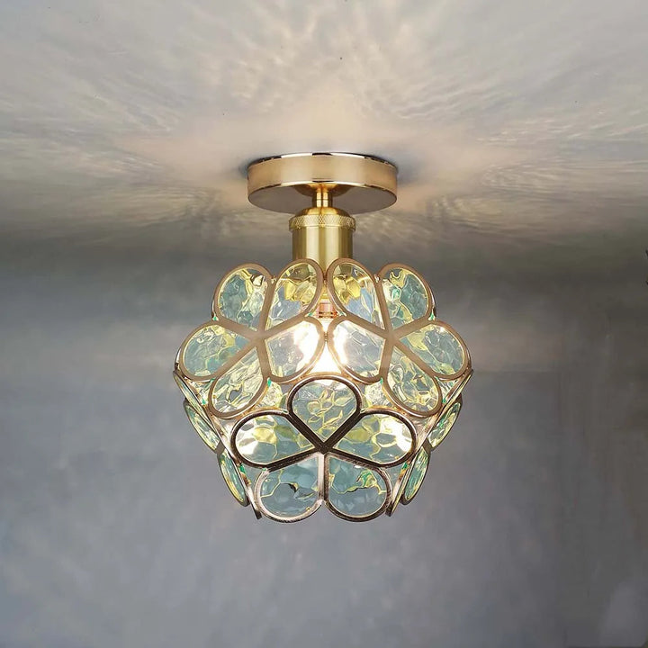 Blumen-Deckenleuchte aus Glas für stilvolle Wohnzimmer. Elegante Glasblumen-Lampe.