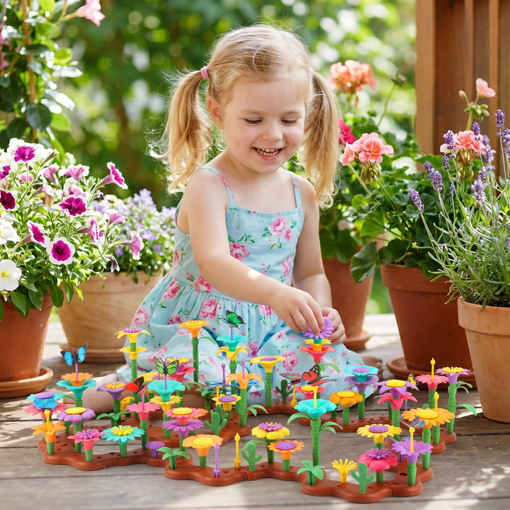 Blumen-Garten Steckspiel für Kinder, fördert Kreativität & Feinmotorik. Ideal als Lernspielzeug & Geschenk.