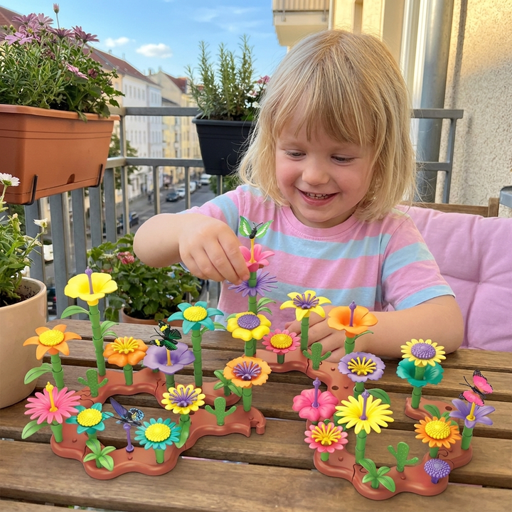 Pädagogisches Blumen-Steckspiel für Vorschulkinder, unterstützt die kognitive & motorische Entwicklung.