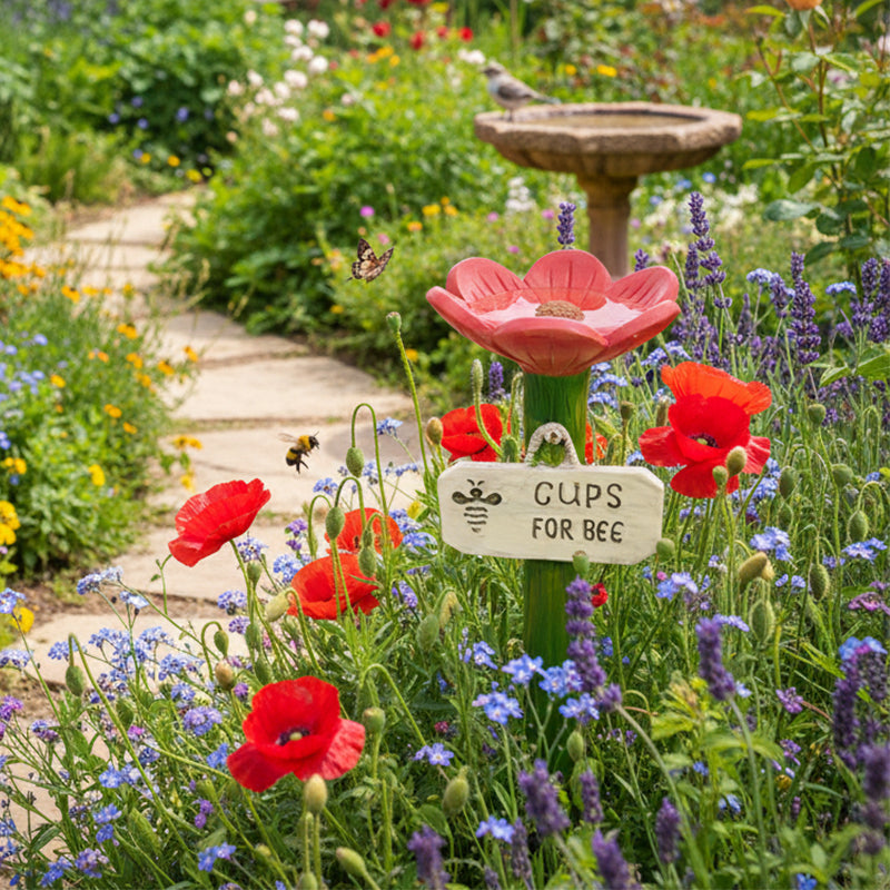Hilf Bestäubern: Blumenförmige Tränke für Bienen & Schmetterlinge im Garten.