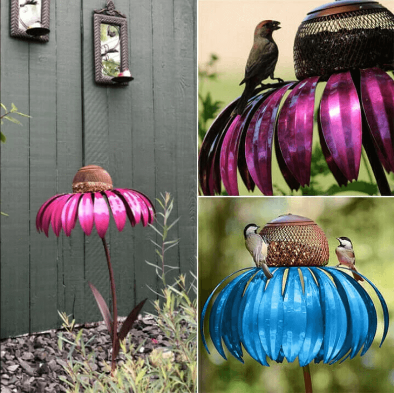 Wetterfestes Vogelhaus in Blumenform, strapazierfähig für den Aussenbereich.