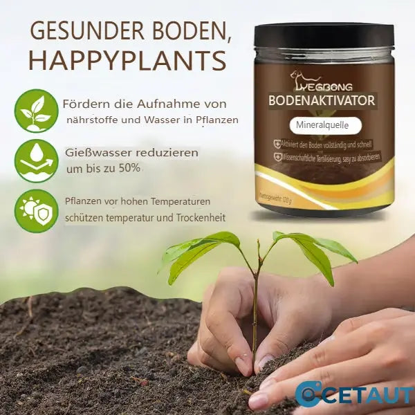 Bio-Bodenaktivator, ideal für alle Gartenpflanzen, fördert gesundes Laub und Stärke.