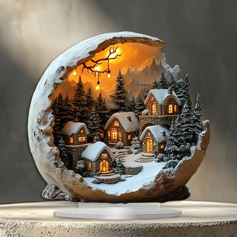 Boho Acryl Weihnachtsdekoration, stilvolle Dekofigur für festliche Wohnkultur. Modernes Design für Weihnachten.