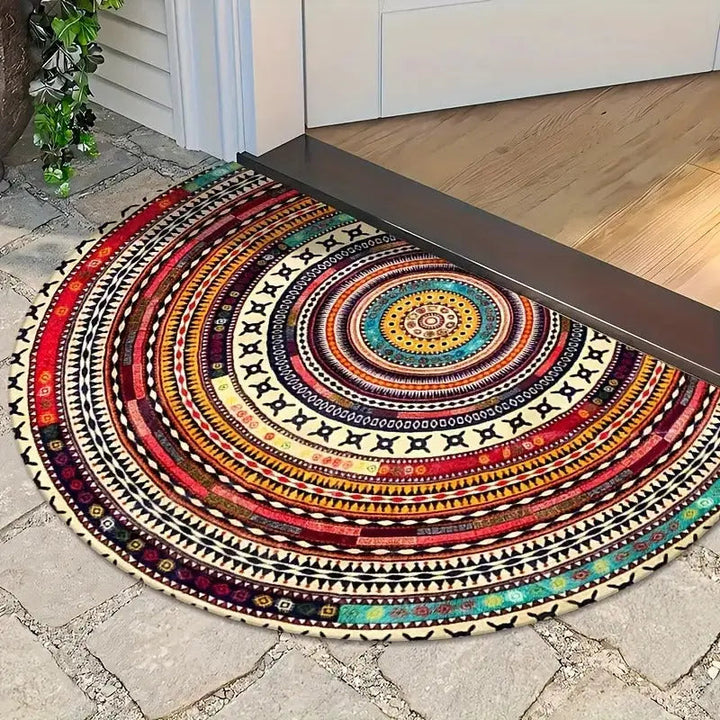 Boho Halbmond-Fußmatte für den Eingangsbereich, rutschfest und dekorativ. Schützt vor Schmutz, ideal für Zuhause.