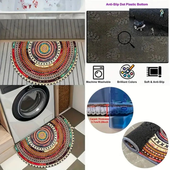 Boho Halbmond-Fußmatte am Hauseingang, als stilvolle & funktionale Schmutzfangmatte. Ideale Dekoration für Ihr Zuhause.
