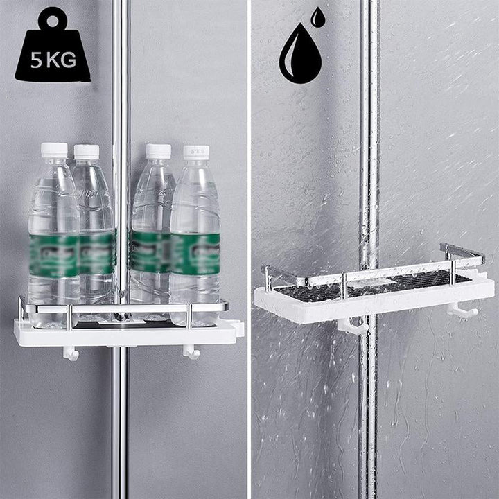 Praktisches, bohrerfreies Duschregal für mehr Stauraum im Badezimmer. Rostfreier Badorganizer für Shampoo und Seife.