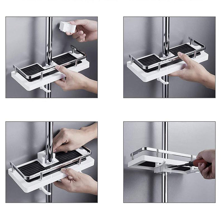 Vielseitiges Duschregal bohrerfrei, Aluminium, rostfrei, Wandregal für Badezimmer & Dusche. Perfekt für Ordnung.