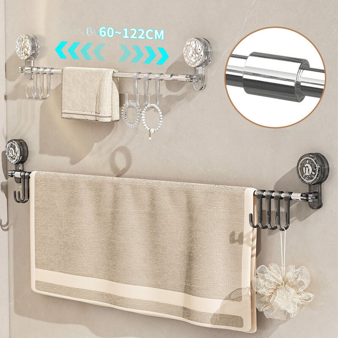 Platzsparender Küchen-Organizer mit bohrfreier Saugnapf-Wandhalterung, ideal für Utensilien & Zubehör, transparent.