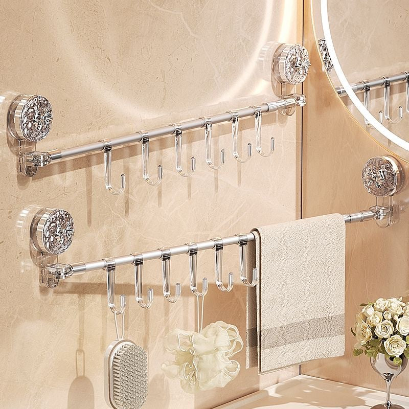 Multifunktionale Bad-Wandhalterung mit Haken, bohrfrei und transparent, perfekt für Dusche und Kosmetik-Aufbewahrung.