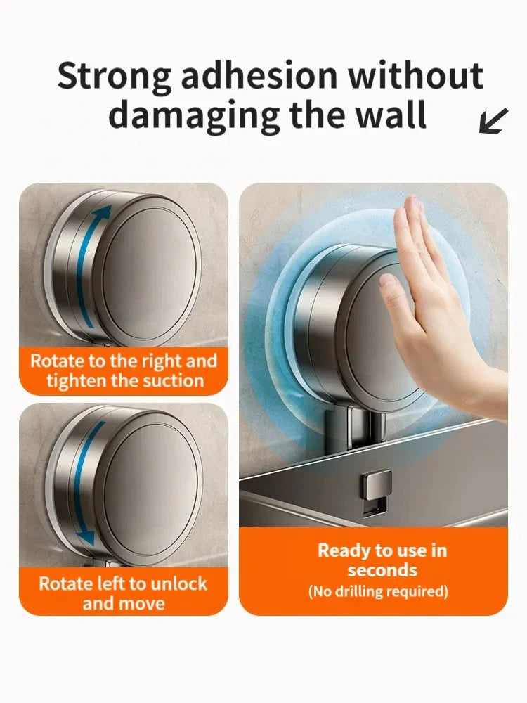 Hochwertiges Aluminium-Badregal mit Saugnapf, rostfrei & langlebig für Ihr Badezimmerzubehör.