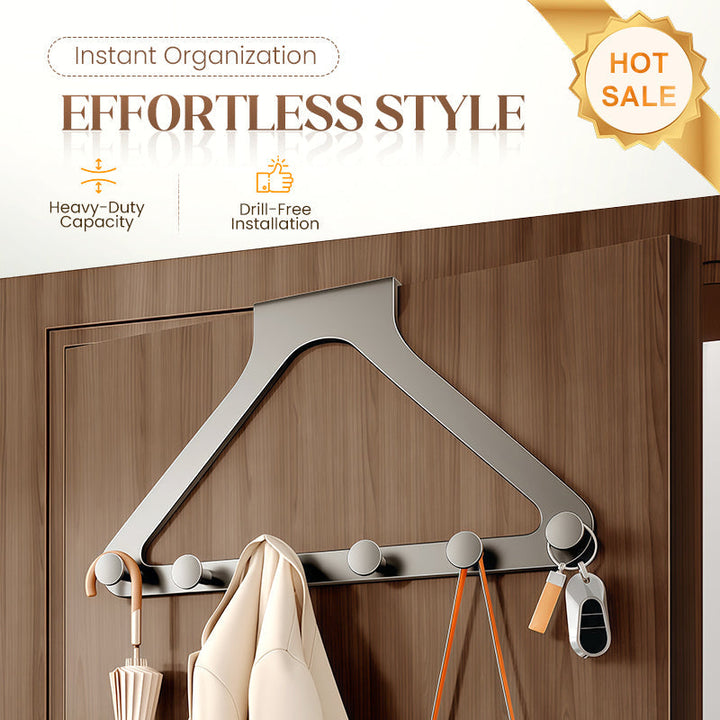 Bohrfreies Türhakenregal in Grau/Beige für mehr Ordnung; vielseitiger Stauraum ohne Bohren.