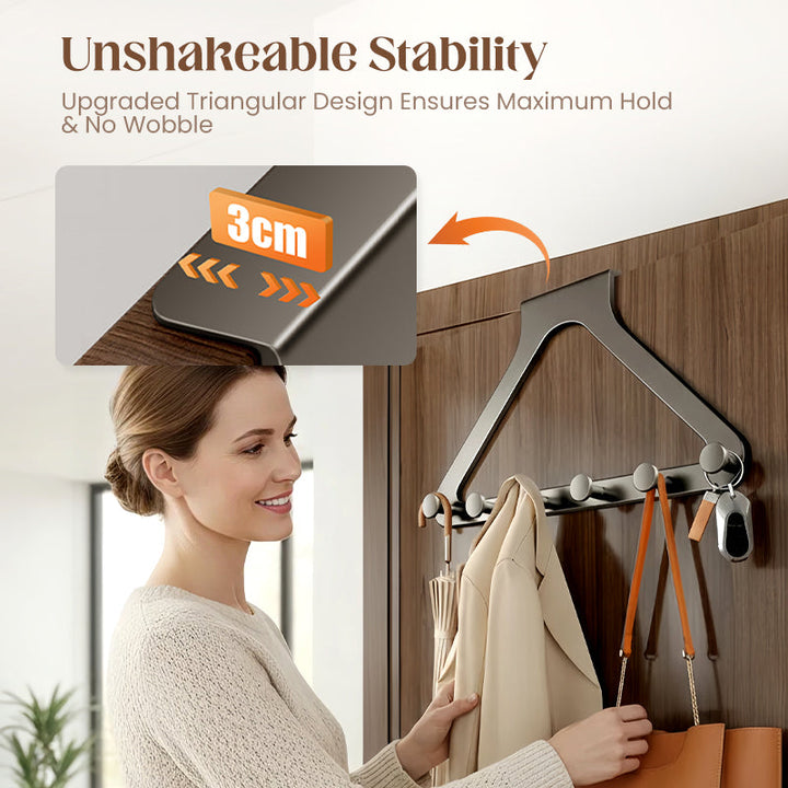 Elegantes Türhakenregal grau/beige für den Flur; praktische Garderobe & Stauraum, kein Bohren nötig.