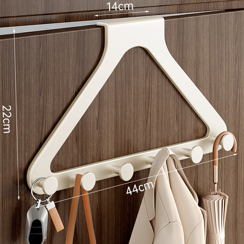 Vielseitiges Türhakenregal grau/beige; bohrfreie Lösung für Garderobe, Küche, Bad & allgemeinen Haushalt.