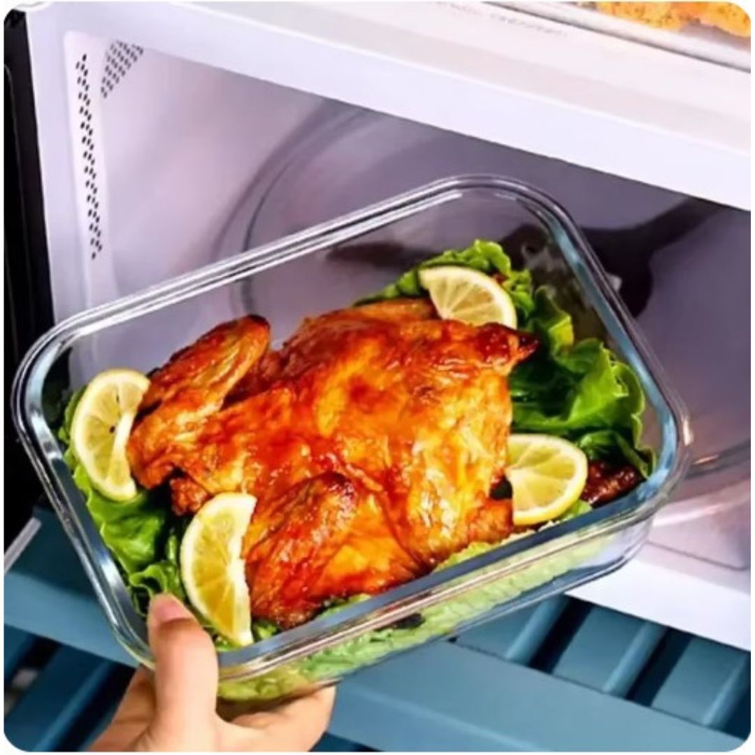 Premium Borosilikatglas Lunchbox & Frischhaltedose. Auslaufsichere, gefriergeeignete Lebensmittelaufbewahrung.