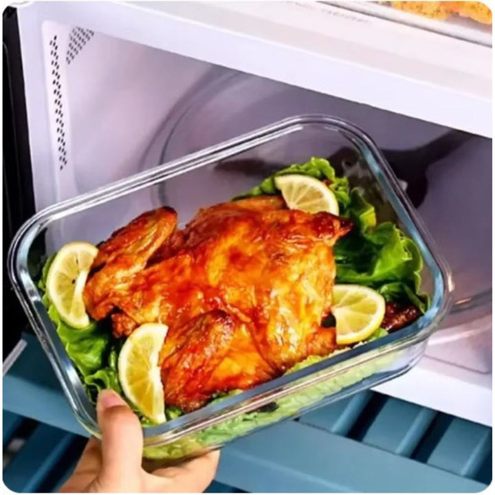 Premium Borosilikatglas Lunchbox & Frischhaltedose. Auslaufsichere, gefriergeeignete Lebensmittelaufbewahrung.
