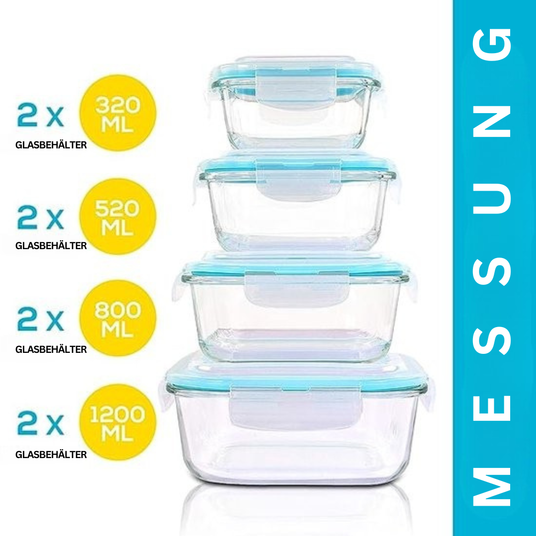 Elegante Borosilikatglas Frischhaltedose. Umweltfreundliche, spülmaschinenfeste Bento Box für gesunde Mahlzeiten.