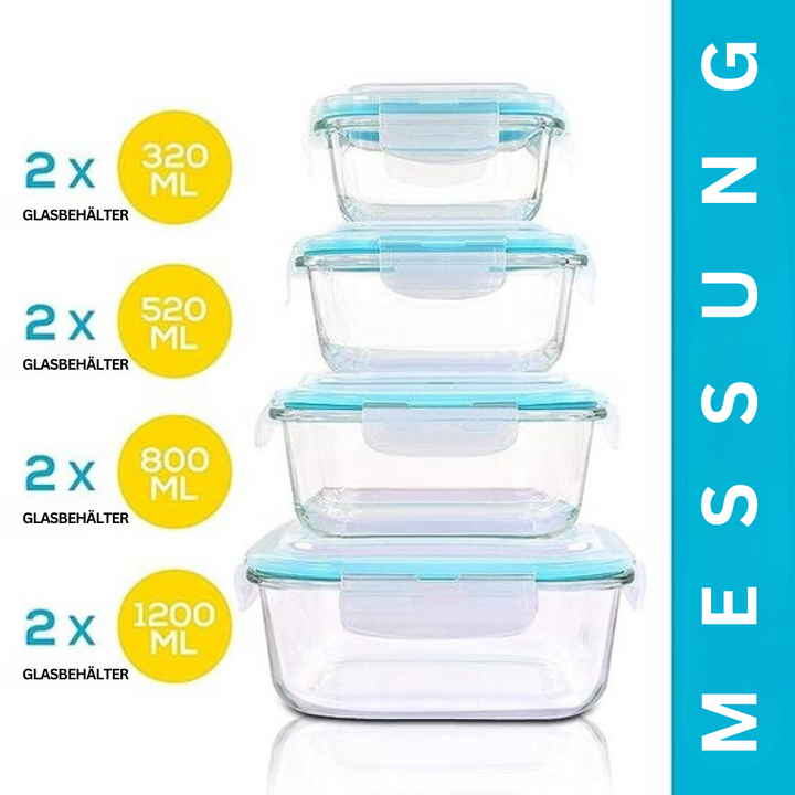 Elegante Borosilikatglas Frischhaltedose. Umweltfreundliche, spülmaschinenfeste Bento Box für gesunde Mahlzeiten.
