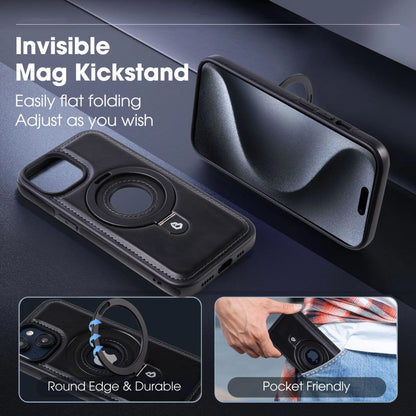 Rote iPhone Hülle aus Leder mit Magnet, Ringständer, Schutz für Ihr Smartphone.