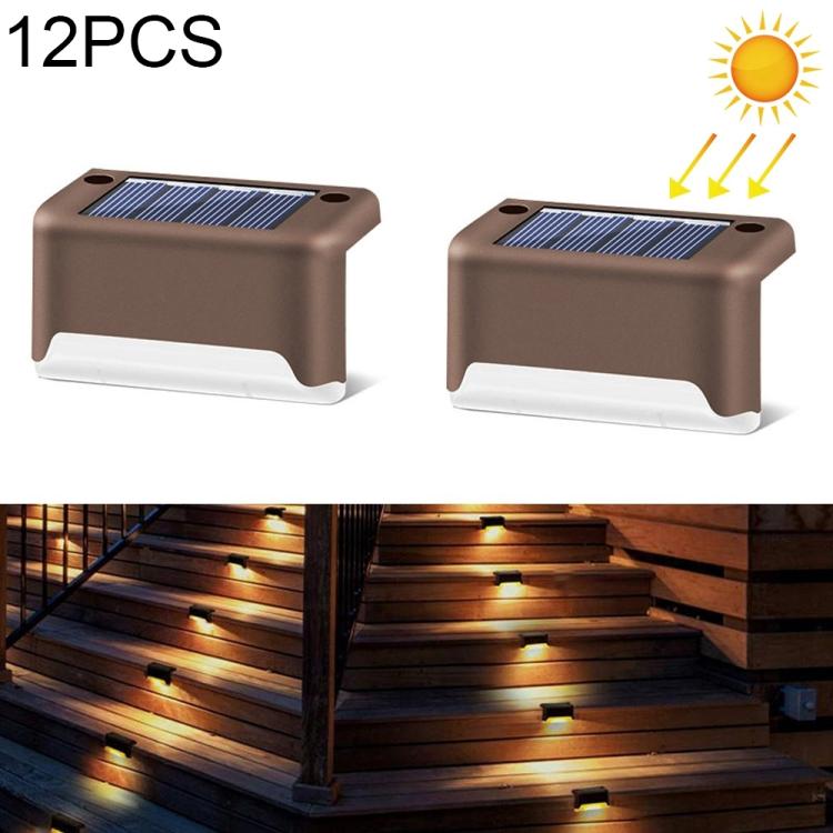 Braune Solar LED Stufenleuchten, warmweißes Licht für sichere Außenstufen.