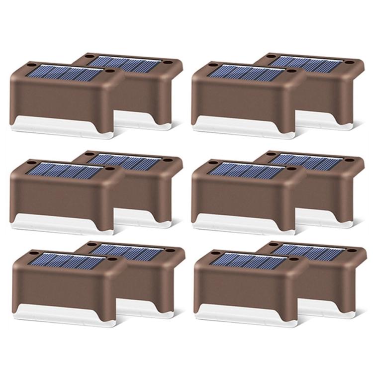 Warmweiße Solar LED Stufenleuchten, braun, IP65 für Garten-Wegbeleuchtung.