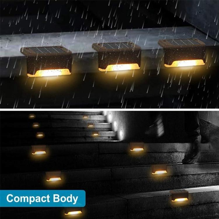 12x warmweiße LED Stufenlichter, braun, solarbetrieben für Outdoor-Sicherheit.