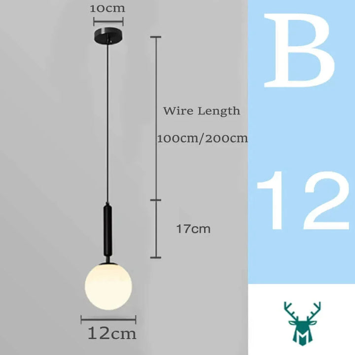 Exklusive Brehn Glasball-Pendelleuchte. Retro-Look, moderne Eleganz. Ideal für Schlafzimmer-Beleuchtung.