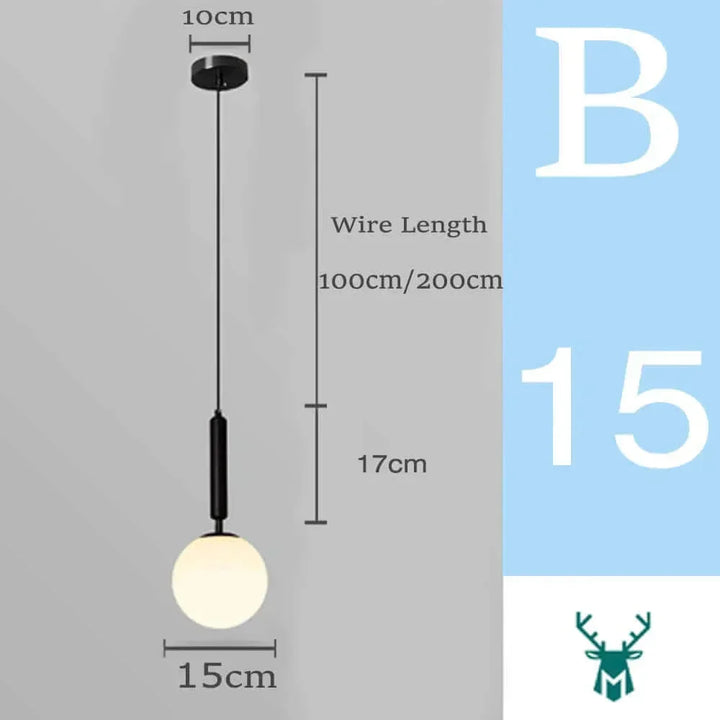 Brehn Hängeleuchte im Mid-Century Modern Stil. Glasball-Leuchte für stilvolle Innenbeleuchtung.