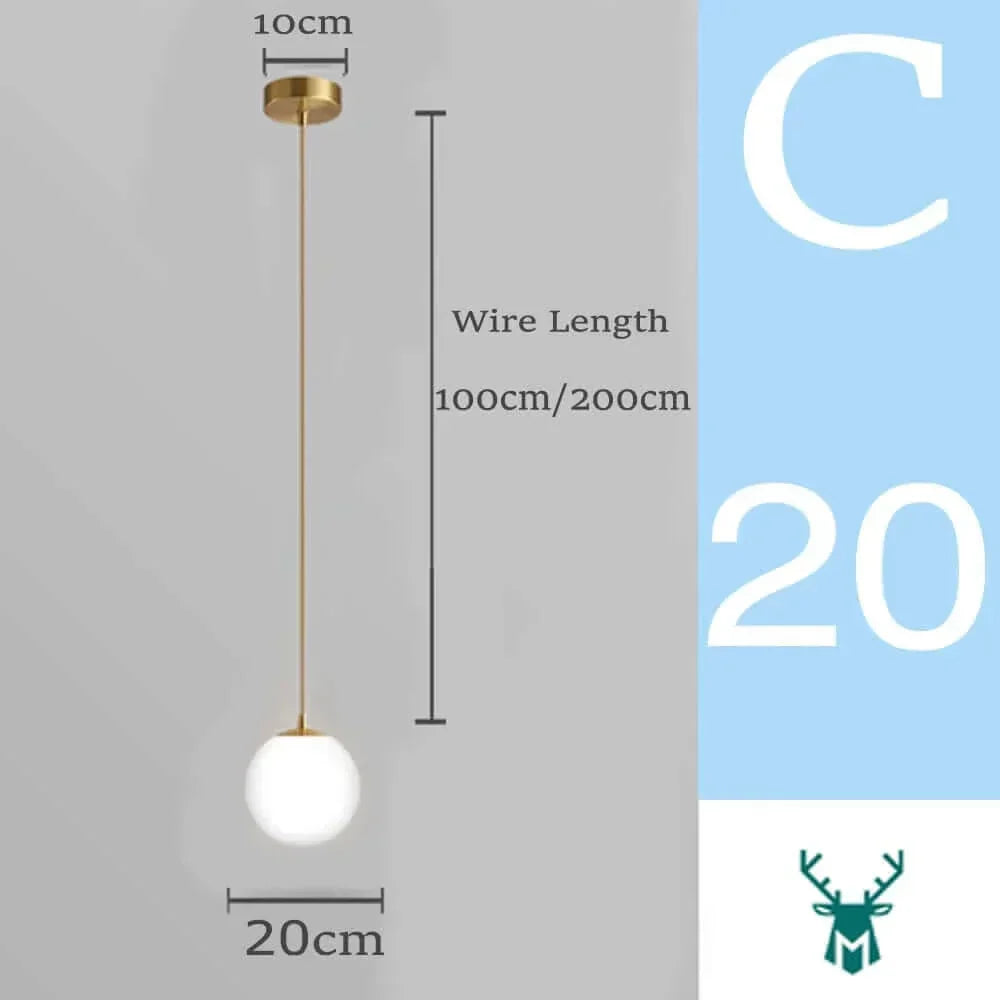 Stilvolle Brehn LED-Pendelleuchte. Glasball im Mid-Century Stil. Perfekt für Wohnzimmer oder Flur.