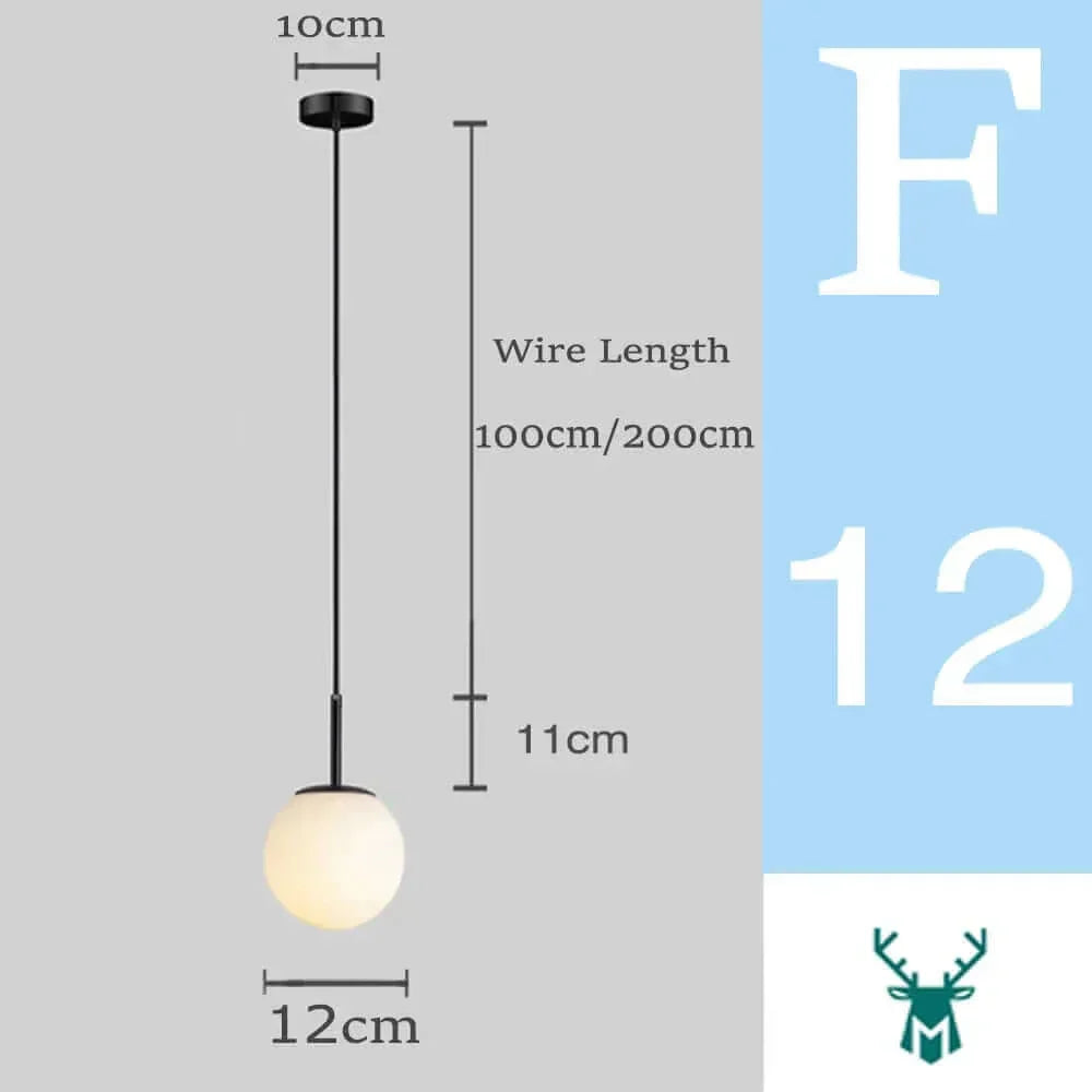 Brehn Mid-Century Glasball Pendelleuchte. Designlampe, Hängeleuchte für Wohnzimmer & Schlafzimmer.