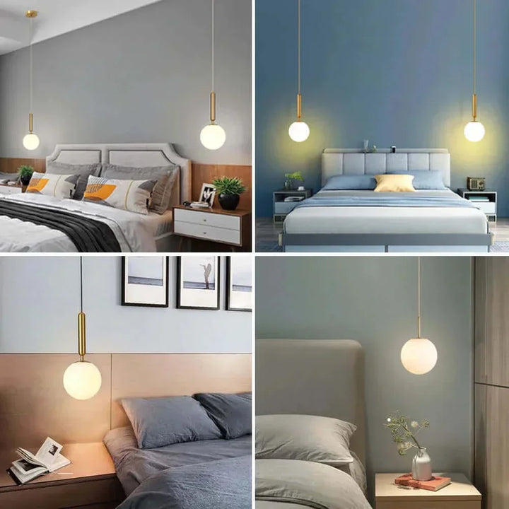 Moderne Brehn Glasball-Pendelleuchte. Retro-Stil, elegante LED-Hängeleuchte für Ihr Zuhause.