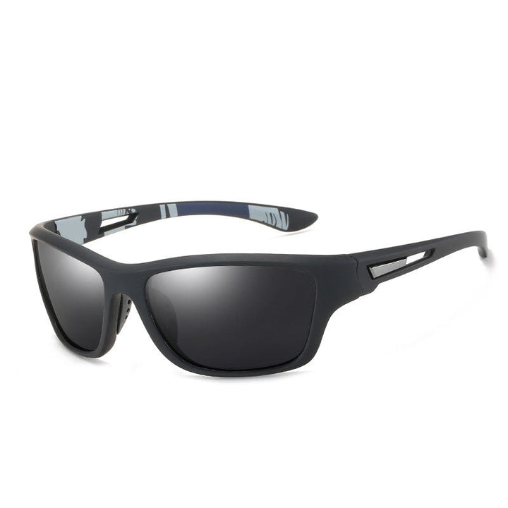 Schwarze Brehn Unisex Sportsonnenbrille mit polarisierten Gläsern, die klare, kontrastreiche Sicht bieten.