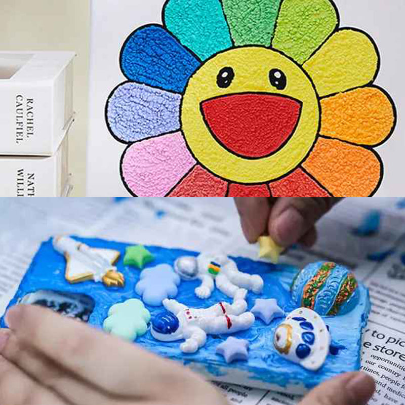 Fertiges Kunstwerk mit einzigartigen Popcorn-Effekten, erstellt mit BubbleArt 3D Kreativstiften.
