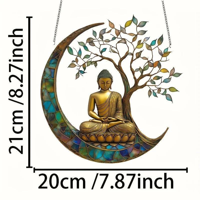 Handgefertigter Buddha Acryl Sonnenfänger für Ihr Fenster. Bringt spirituelle Harmonie in Ihr Zuhause.
