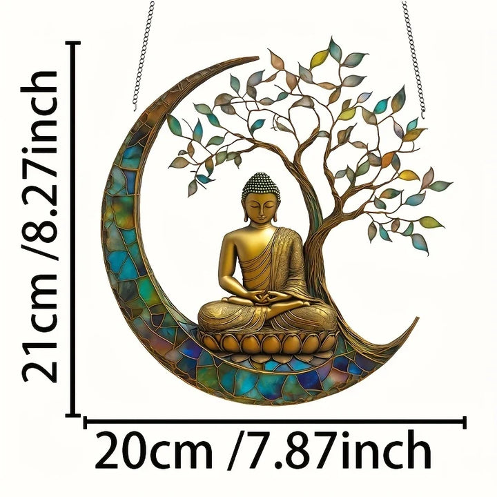 Handgefertigter Buddha Acryl Sonnenfänger für Ihr Fenster. Bringt spirituelle Harmonie in Ihr Zuhause.
