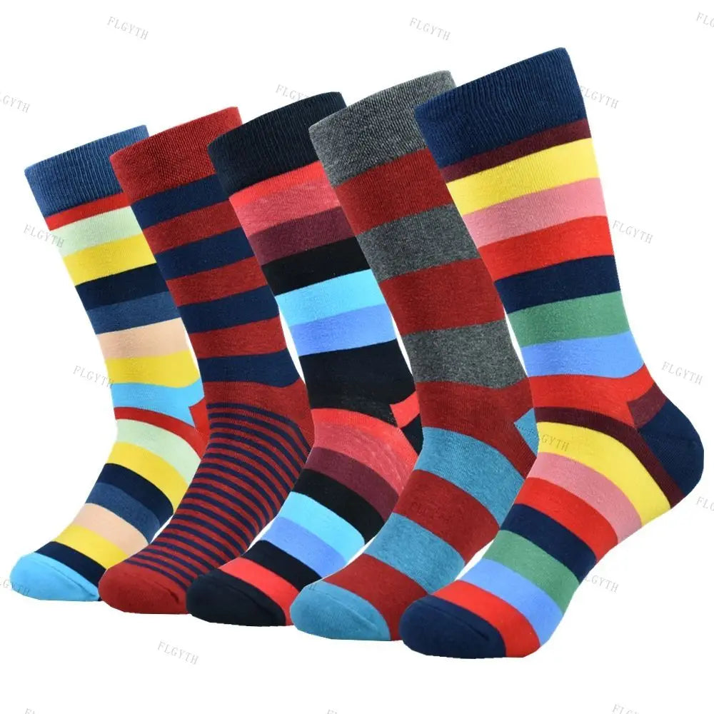 Bunte Herren Socken 5er-Pack für Herbst/Winter, Größe 40-46. Ideal als Freizeit- & Businesssocken.