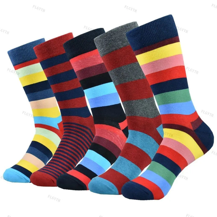 Bunte Herren Socken 5er-Pack für Herbst/Winter, Größe 40-46. Ideal als Freizeit- & Businesssocken.