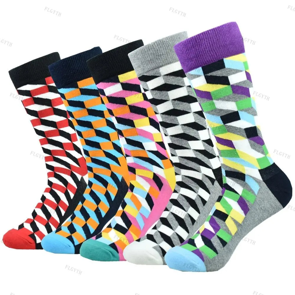 Buntes Sockenset für Herren, 5 Paar vielseitige Socken. Perfekte Geschenkidee für Herbst/Winter, Gr. 40-46.