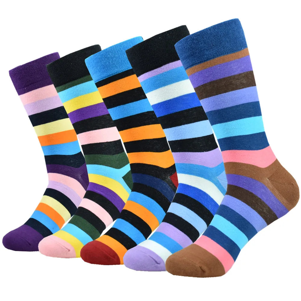Herrenmode Accessoire: Farblich abgestimmtes 5er-Pack bunter Socken. Bequeme Herbst Winter Socken 40-46.