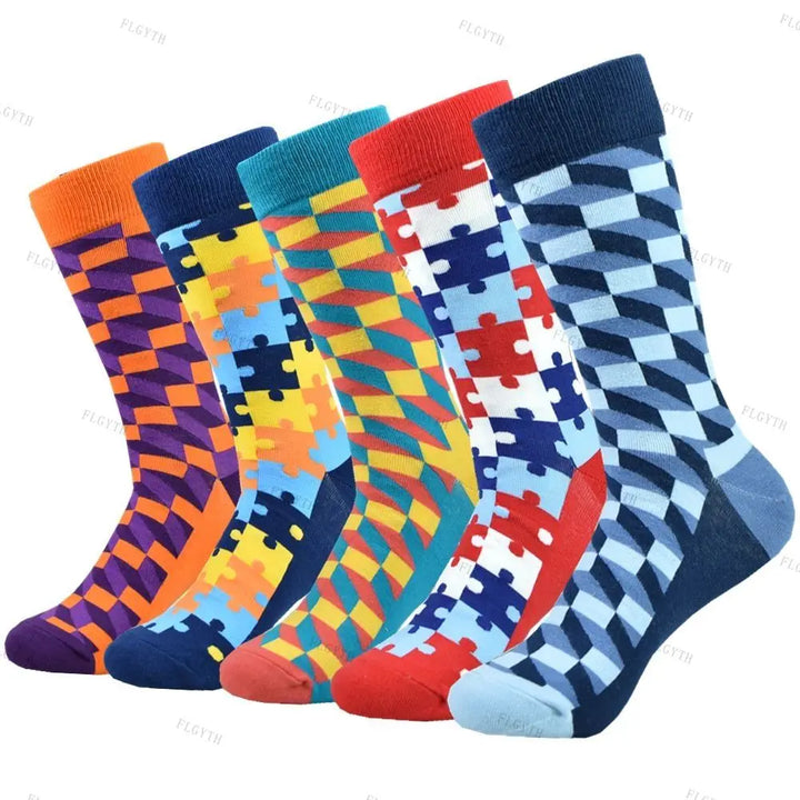 Warme Herren Socken 5er-Pack, ideal als Business- & Freizeitsocken. Bunte Herbst Winter Socken, Gr. 40-46.