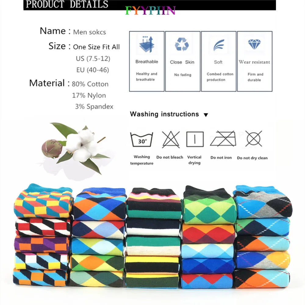 Stylische Businesssocken Herren 40-46 im 5er-Pack. Bunte Socken als Geschenkidee für Herrenmode.