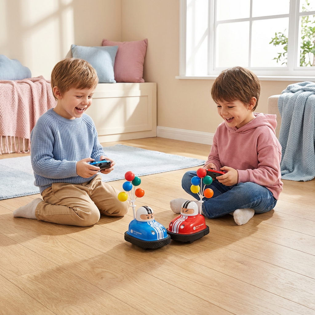 Bunte Kinder Autoscooter Spielautos mit Schleuder-Funktion für spannende Action & interaktives Spielzeug.