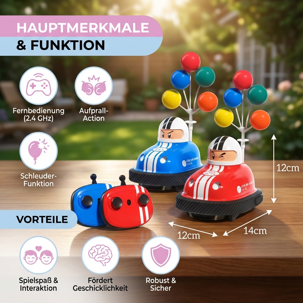 Kinder Autoscooter Spielautos mit Schleuder-Funktion in voller Aktion, bereit für aufregende Crashs & Spaß.