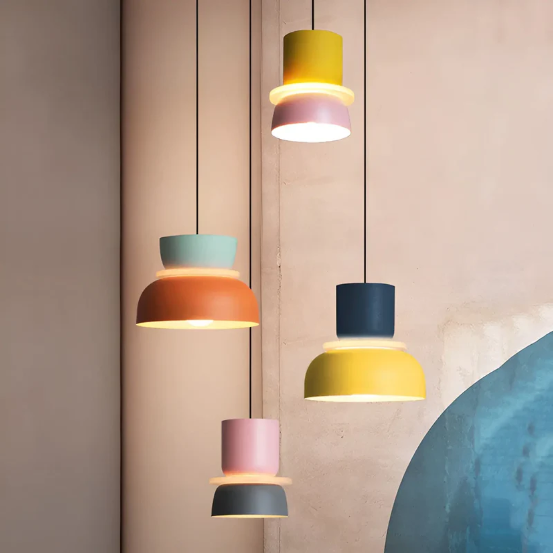 Einzigartige LED Hängeleuchte: Bunte Macaron Pendelleuchte, dekorativ.
