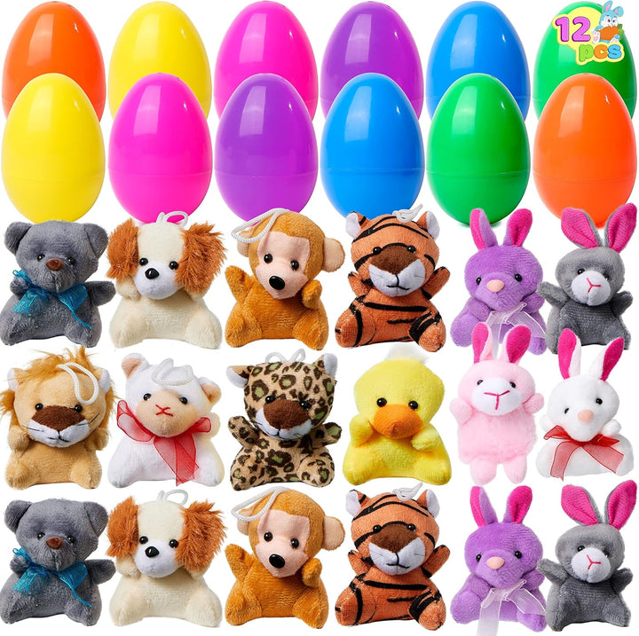 Einzigartige Osterüberraschung für Kinder: Bunte Eier und weiche Mini Plüschtiere, zuckerfrei.