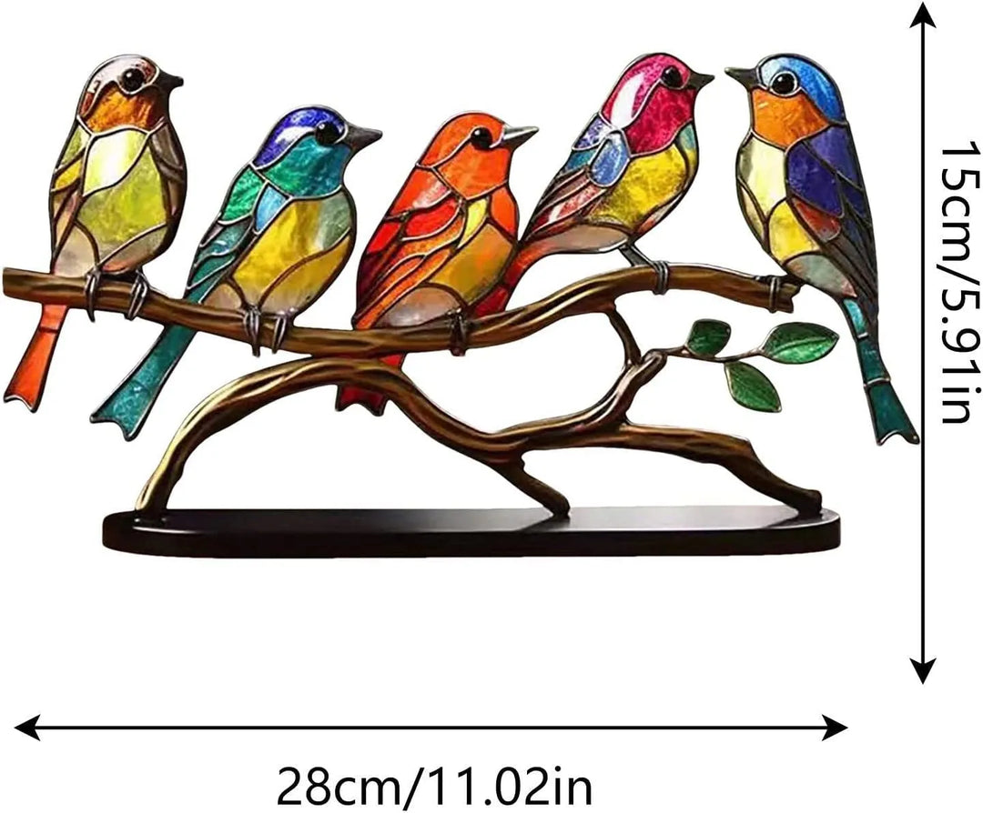 Farbenfrohe Vogel Skulptur aus Kunstharz. Handgefertigt, eine schöne Geschenkidee für Vogelliebhaber.