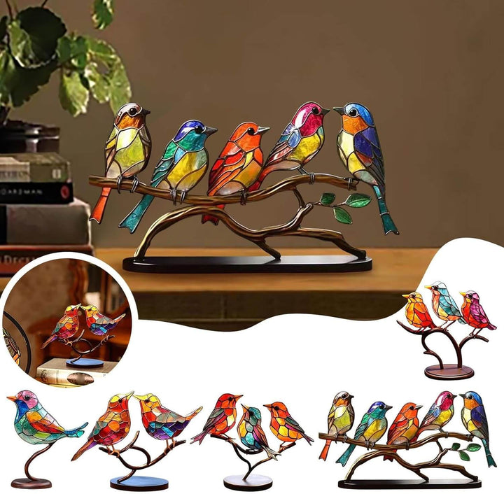Auffällige bunte Vogel Skulptur als Blickfang. Elegantes Kunstharz Dekoobjekt für jeden Raum.