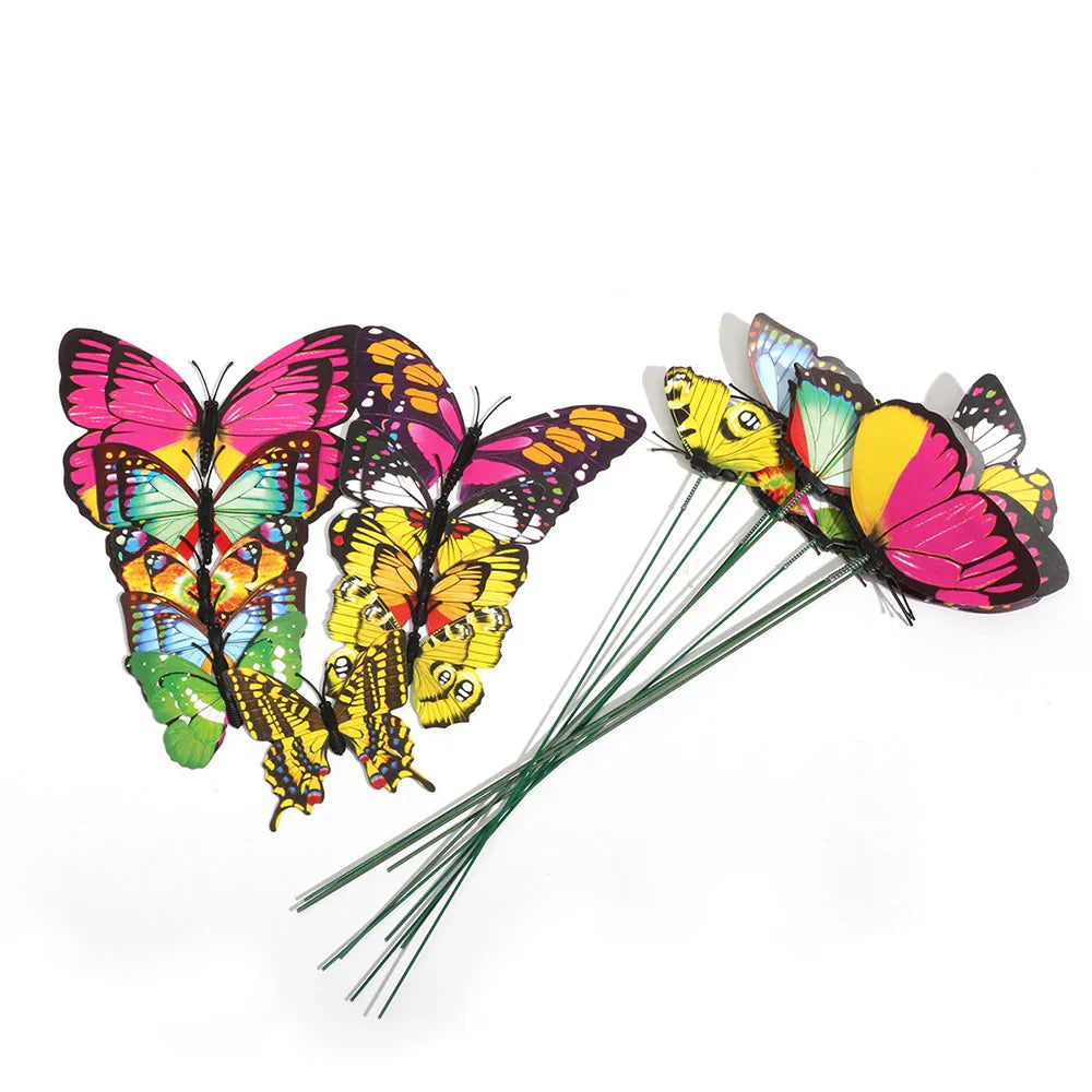 Fröhliche bunte Schmetterlings-Gartenstecker zur Dekoration von Garten, Balkon & Blumentöpfen im Frühling/Sommer.