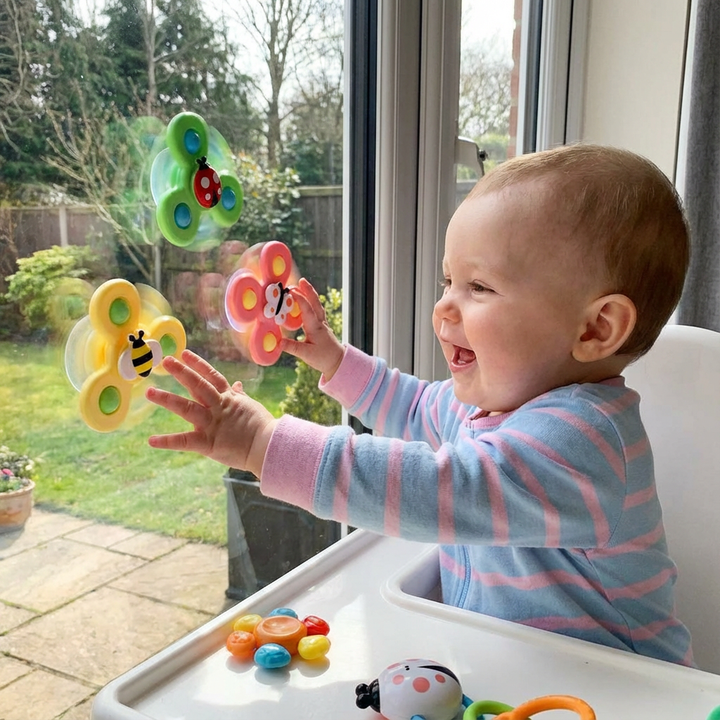 Buntes 3-teiliges Kinderkarussell Spielzeugset, motorikförderndes Babyspielzeug für kreatives Spielen.