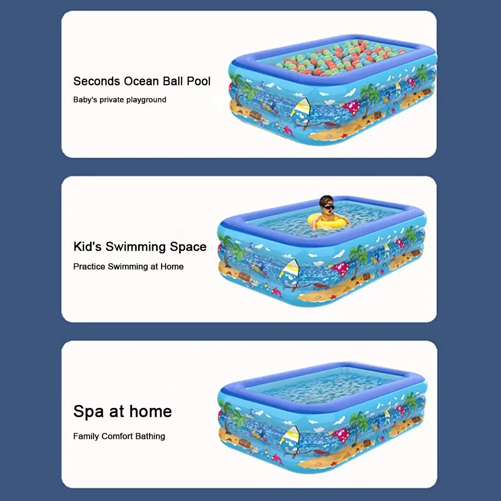 Aufblasbarer Kinderpool für Garten & Balkon, bietet kühlen Sommer-Wasserspaß und ist einfach zu handhaben.